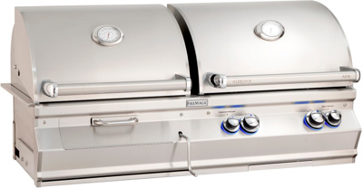 Fire Magic Aurora A830I Built-In Grill with Lights, Rotisserie, and Analog Thermometer,  Natural Gas and Charcoal Combo (A830I-8EAN-CB)
