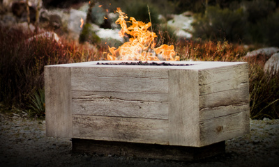 The Outdoor Plus Catalina 72" Ivory Wood Grain Linear Fire Pit with Match Lit Ignition, Propane (OPT-CTL72-IVY-LP)