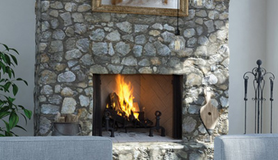 Superior WRT4500 Series 36" Georgian Traditional Fireplace with White Herringbone Brick, Wood Burning (WRT4536WH) (F0627)