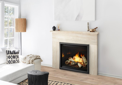 Heat & Glo 6KX Direct Vent Traditional Natural Gas Fireplace with Intellifire Touch Ignition, Black Glass Liner (6KX-BL)