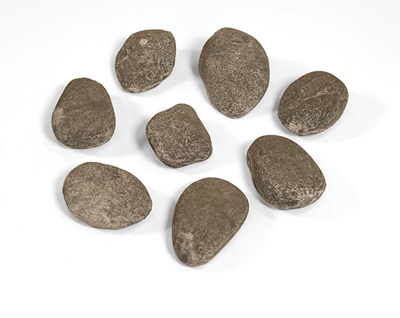 **** Item Discontinued *****Athena 16 Piece Grey Fire Ceramic River Stone Set (Ranges from 2 - 3 Length) (CRS-16-GREY)