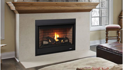 Superior DRT2000 Series 35" Direct Vent Traditional Fireplace with Electronic Ignition and Aged Oak Log Set, Natural Gas (DRT2035TEN-C) (F3873)