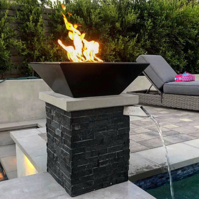 The Outdoor Plus MAYA 30" Black Fire Bowl with GFRC CONCRETE, Electronic Ignition, Natural Gas