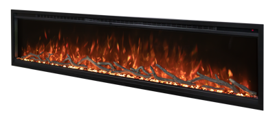 Modern Flames Spectrum Slimline 74" Wall Mount or Built-In Linear Fireplace, Electric (SPS-74B)