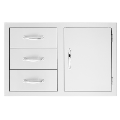 Summerset 33" Stainless Steel 3 Drawer and Access Door Combo 2022 Handle with Hinges (SSDC3-33)