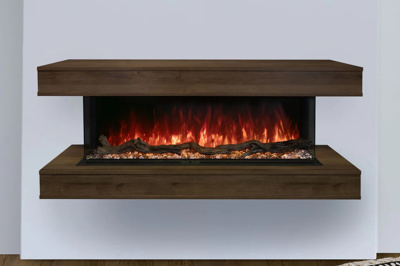 Modern Flames Landscape Pro 80" Electric Fireplace Wall Mount Studio Suite, Weathered Walnut (WMC-80LPM-WW)