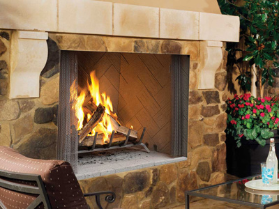 Superior WRE4500 Series 42" Outdoor Wood-Burning Fireplace, White Herringbone Paneled Brick (WRE4542WH) (F0444)