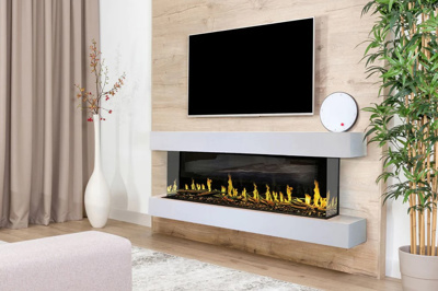 Modern Flames Orion Heliovision 60" Electric Fireplace Wall Mount Studio Suite, White Ready to Paint (WSS-OR60-RTF)